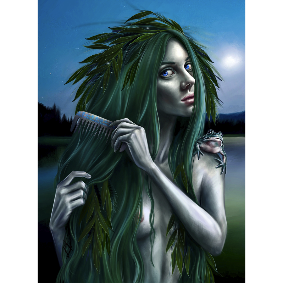 Mermaids are among the most popular creatures in Ukrainian folklore. Unlike their West European counterparts, Ukrainian mermaids don't have fish tails; instead, they resemble young beautiful girls, often naked or dressed in light white dresses. It's believed that young girls who drown in rivers and lakes transform into mermaids. Some even consider them as water element goddesses.