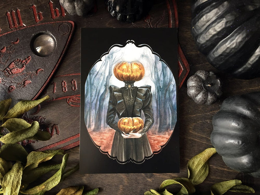 Lady Pumpkin - Black - Postcard