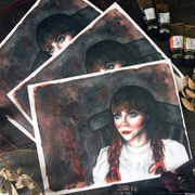 Art Print of the artwork "Annabelle". Inspired by the movie Annabelle and photo by Ippolitova Nina. Original illustration is made with watercolor by Nata Vedana.