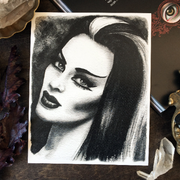 Art Print of the artwork "Lily Munster (Yvonne De Carlo)". Original illustration is made with watercolor by Nata Vedana.