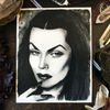 Art Print of the artwork "Vampira (Maila Nurmi)". Original illustration is made with watercolor by Nata Vedana.