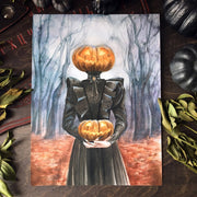 Art Print of the artwork "Lady Pumpkin". Inspired by the photo by Ippolitova Nina. Original illustration is made with watercolor by Nata Vedana.