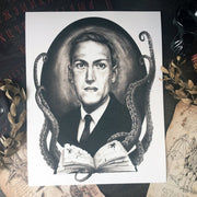 Art Print of the artwork "H. P. Lovecraft". Original illustration is made with watercolor by Nata Vedana.