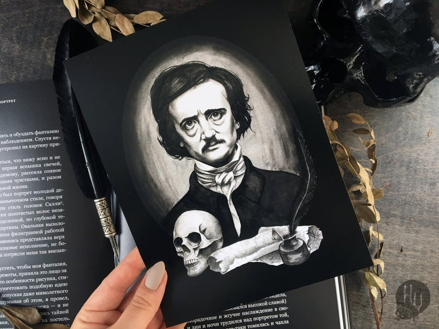 Edgar Allan Poe - Black - Art Print