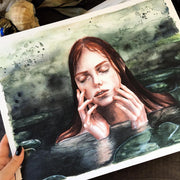 Art Print of the artwork "Mermaid". Original illustration is made with watercolor by Nata Vedana.